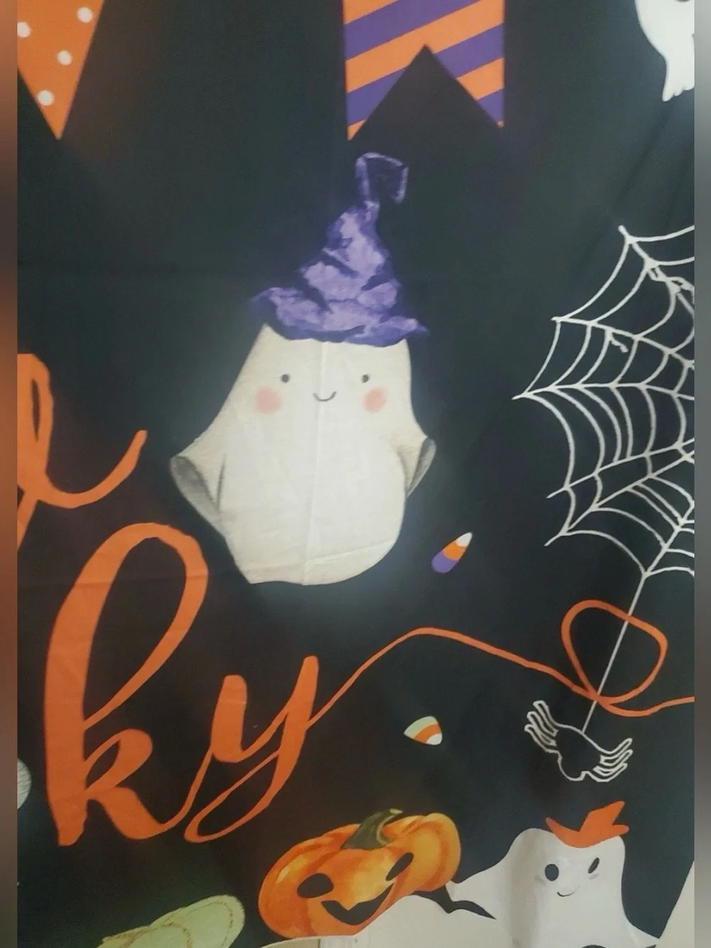 🔥🏷️Two Spooky Halloween Party Backdrop - Black and Orange